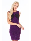 Dress with a bow on the neckline, purple G52360 - Online store - Boutique